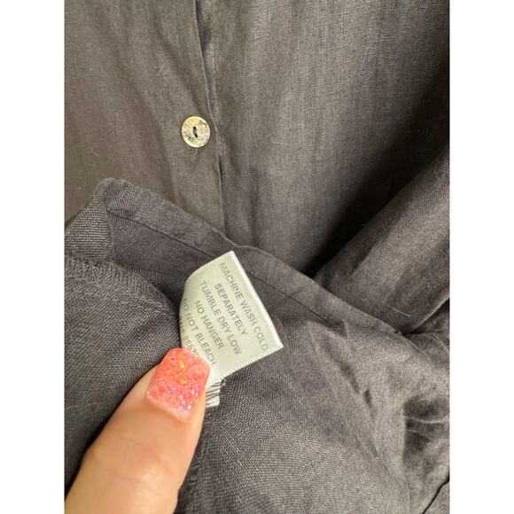 Kleen Women's Black 100% Linen Long Sleeve Lagenlook Tunic Blouse Size XL - Picture 6 of 6